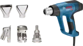 Pistol panas Bosch GHG 20-63 dengan lima nosel tambahan.