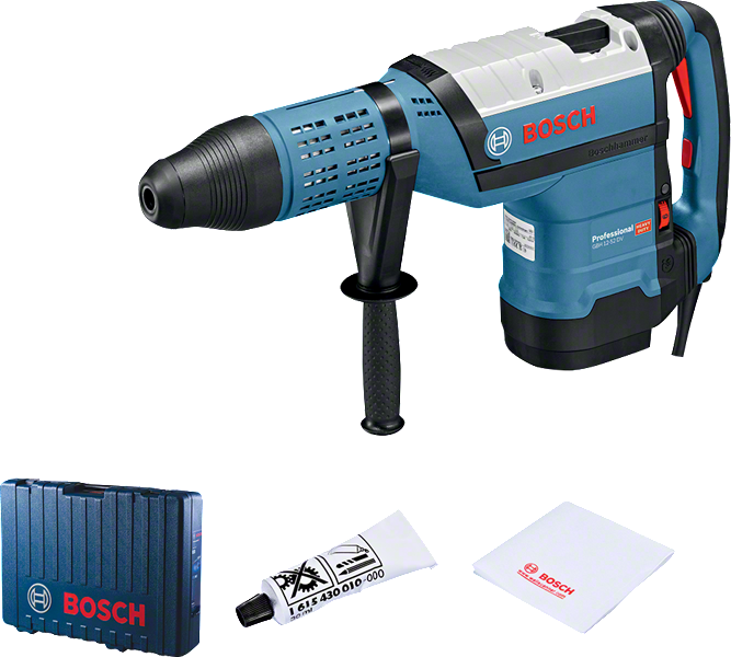 Bor palu putar Bosch GBH 12-52 DV dengan pegangan samping.