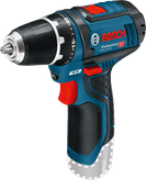 Bor tanpa kabel Bosch GSR 12V-15 dengan pegangan ergonomis.