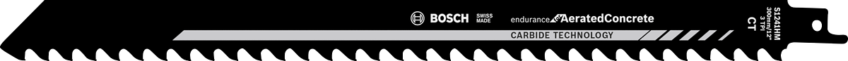 Mata pisau gergaji bolak-balik karbida Bosch S 1241 HM untuk beton aerasi.