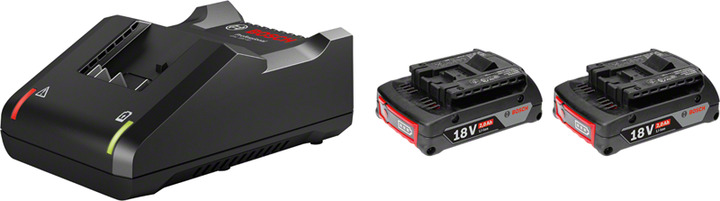 2 x GBA 18V 2.0Ah + GAL 18V-40 Professional Set starter Bosch 18V dengan pengisi daya dan dua baterai 2,0Ah.
