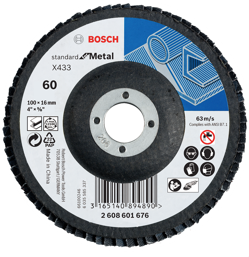 Bosch X433 Standar untuk Cakram Amplas Logam 100 mm G60.