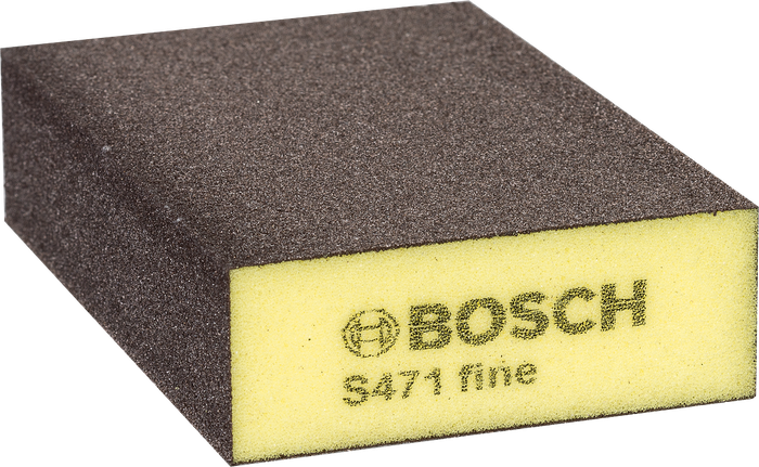Spons pengamplasan halus Bosch S471 untuk penyelesaian permukaan yang halus.