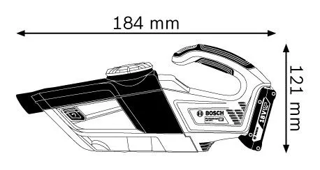 Dimensi penyedot debu tanpa kabel.