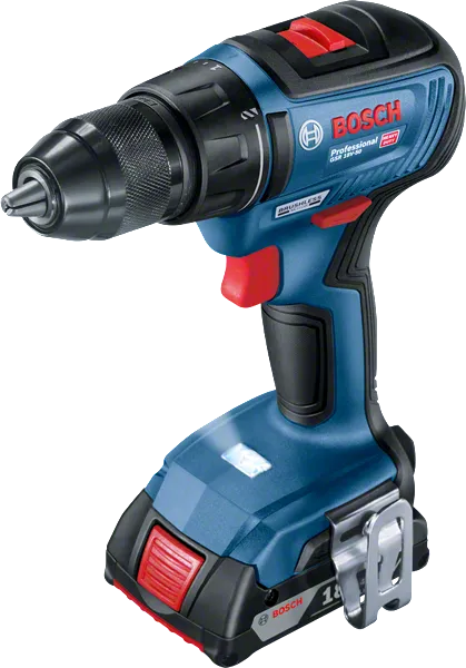 Bor tanpa kabel Bosch GSR 18V-50 dengan baterai 2,0Ah.
