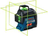 Alat leveling laser Bosch GLL 3-60 XG dengan garis hijau.