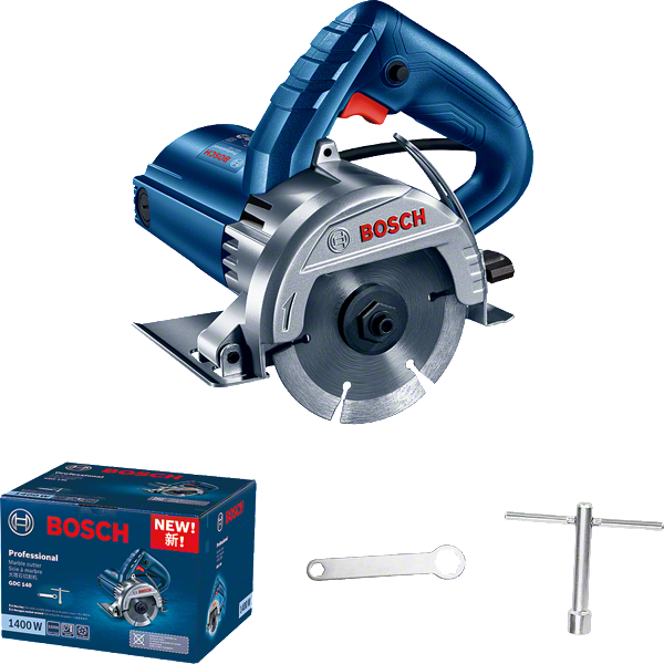 Pemotong marmer Bosch GDC 140 dengan motor 1400W.