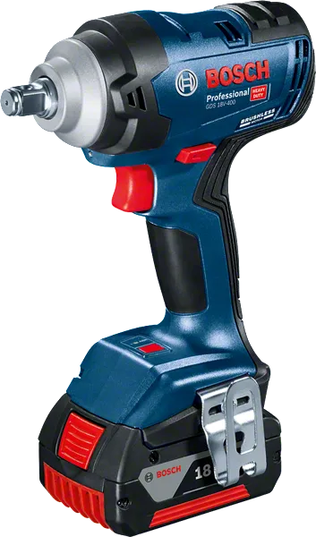 Kunci pas benturan nirkabel Bosch GDS 18V-400, torsi maks. 400 Nm.