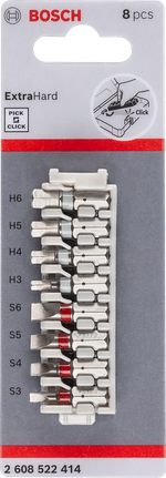 Set mata obeng Bosch Pick and Click Extra Hard 8 buah.