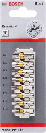 Set mata obeng Bosch Pick and Click Extra Hard 8 buah.