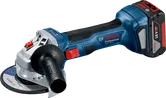 Penggiling sudut nirkabel Bosch GWS 180-LI dengan baterai 18V 5.0Ah.