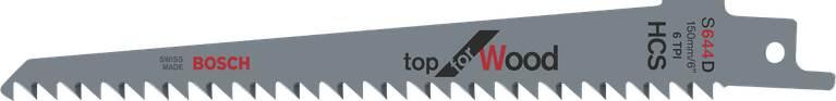 Mata gergaji Bosch S644D untuk pemotongan kayu cepat.