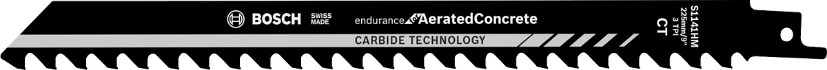 Mata gergaji bolak-balik karbida Bosch untuk beton aerasi.