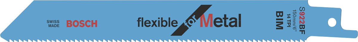 Mata gergaji bolak-balik Bosch S922BF yang fleksibel untuk logam.