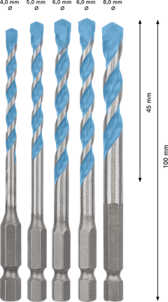 Set mata bor Bosch EXPERT HEX-9 MultiConstruction isi 5 buah.