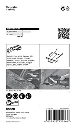 Pisau serbaguna Bosch Expert MetalMax 40 x 32 mm.