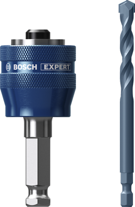 EXPERT Power Change Plus dengan Bor Pilot Gergaji Lubang Bosch EXPERT Power Change Plus dan Bor TCT.