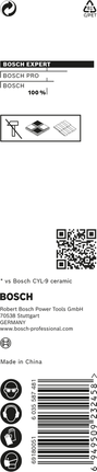 Mata Bor Keramik Keras Bosch EXPERT HEX-9 untuk ubin.