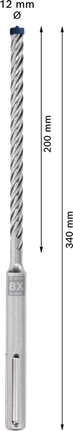 Mata Bor Hammer EXPERT SDS max-8X 12 x 200 x 340 mm Mata Bor Hammer EXPERT SDS max-8X 12 x 200 x 340 mm