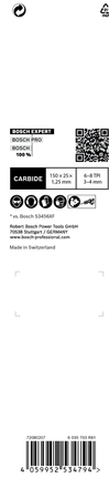 Mata gergaji Bosch EXPERT Multi Material 956 XHM 150×25×1,25 mm.