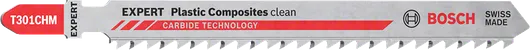 Mata gergaji ukir Bosch T301CHM untuk komposit plastik.