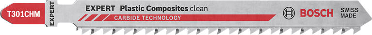 Mata gergaji ukir Bosch T301CHM untuk komposit plastik.