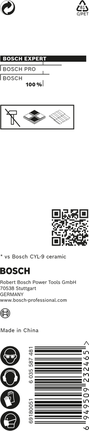 Mata Bor Keramik Keras Bosch EXPERT HEX-9 untuk ubin.