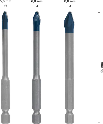 Set mata bor Bosch EXPERT Hard Ceramic HEX-9, 3 buah.