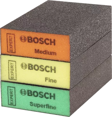 Blok pengamplasan Bosch EXPERT S471 sedang halus dan superhalus.