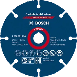 Cakram Pemotong Karbida Multi Material Bosch EXPERT 76 x 10 mm.