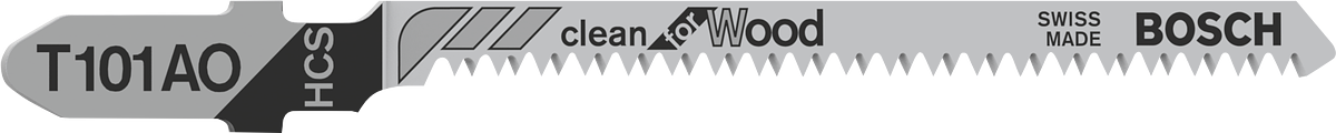 Mata gergaji Bosch T101AO untuk pemotongan kayu yang bersih.