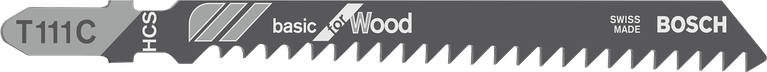 Mata gergaji Bosch T111C untuk pemotongan kayu dasar.