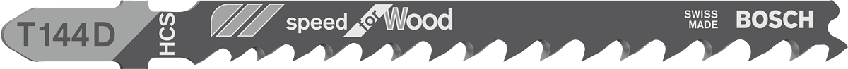 Mata gergaji Bosch T144D untuk pemotongan kayu cepat.