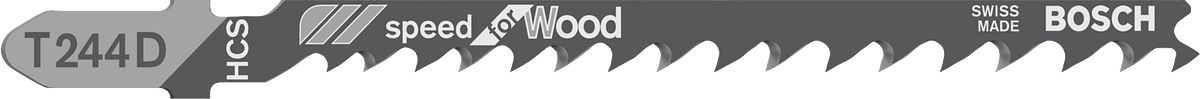 Mata gergaji Bosch T244D untuk pemotongan kayu cepat.