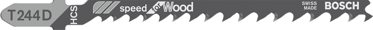 Mata gergaji Bosch T244D untuk pemotongan kayu cepat.