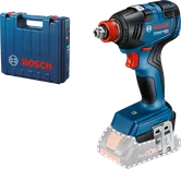 Obeng benturan nirkabel Bosch GDX 18V-200 beserta casing.