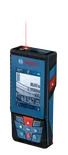 Alat ukur laser Bosch GLM 100-25 C yang menampilkan jarak digital.