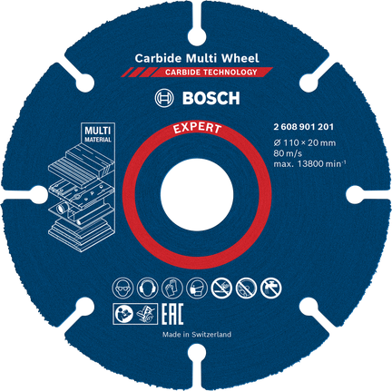 Cakram pemotong karbida Bosch EXPERT Multi Material 110x20mm.