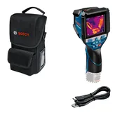 Kamera termal Bosch GTC 600 C dengan casing dan kabel USB.