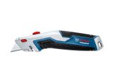 Pisau serbaguna Bosch dengan gagang ergonomis berwarna biru.
