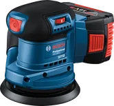 Mesin pengamplas orbit acak Bosch GEX 185-LI dengan bantalan 125mm.