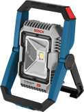 Lampu kerja LED Bosch GLI 18V-1900 dengan dudukan yang dapat disesuaikan.
