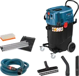 Ekstraktor basah dan kering Bosch GAS 55 M AFC beserta aksesorinya.