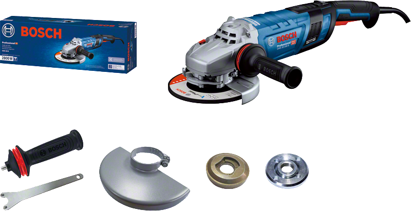 Penggiling sudut Bosch GWS 30 dengan motor 2800W dan aksesori.