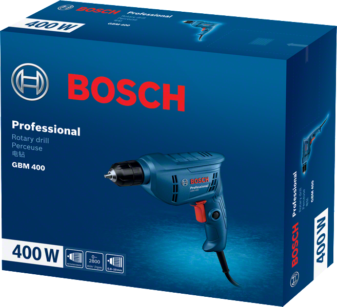 Kemasan bor putar Bosch GBM 400.