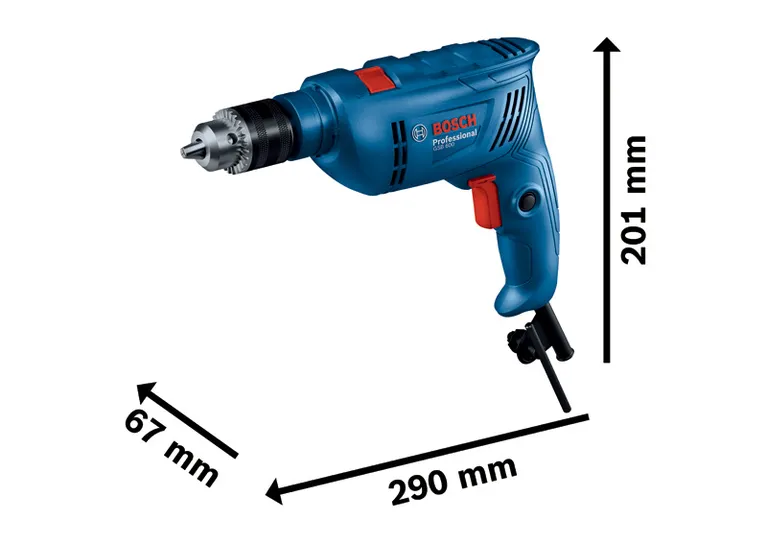 Bor benturan Bosch GSB 600 dengan pegangan ergonomis.