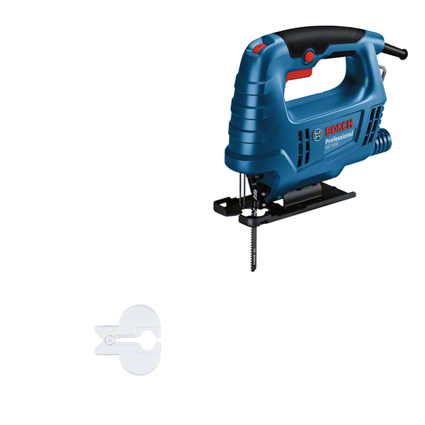 Gergaji ukir Bosch GST 680 dengan gagang ergonomis.