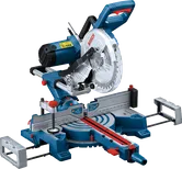 Gergaji mitra Bosch GCM 254 D dengan pemandu sudut yang dapat disesuaikan.
