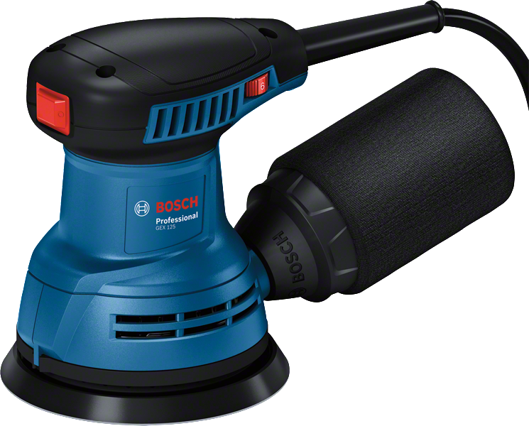 Mesin pengamplas orbit acak Bosch GEX 125 dengan pengumpul debu.