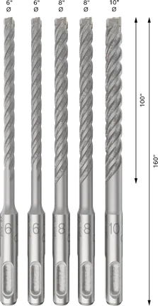 Set Mata Bor Palu Bosch PRO SDS plus-5X, 5 ukuran.